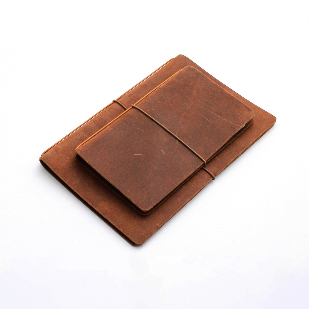 Veg Tan Leather Journal, Artisan made with Leather Burned Scene of a River Glacier ~ with 2 Moleskine note retailer books~ Refillable